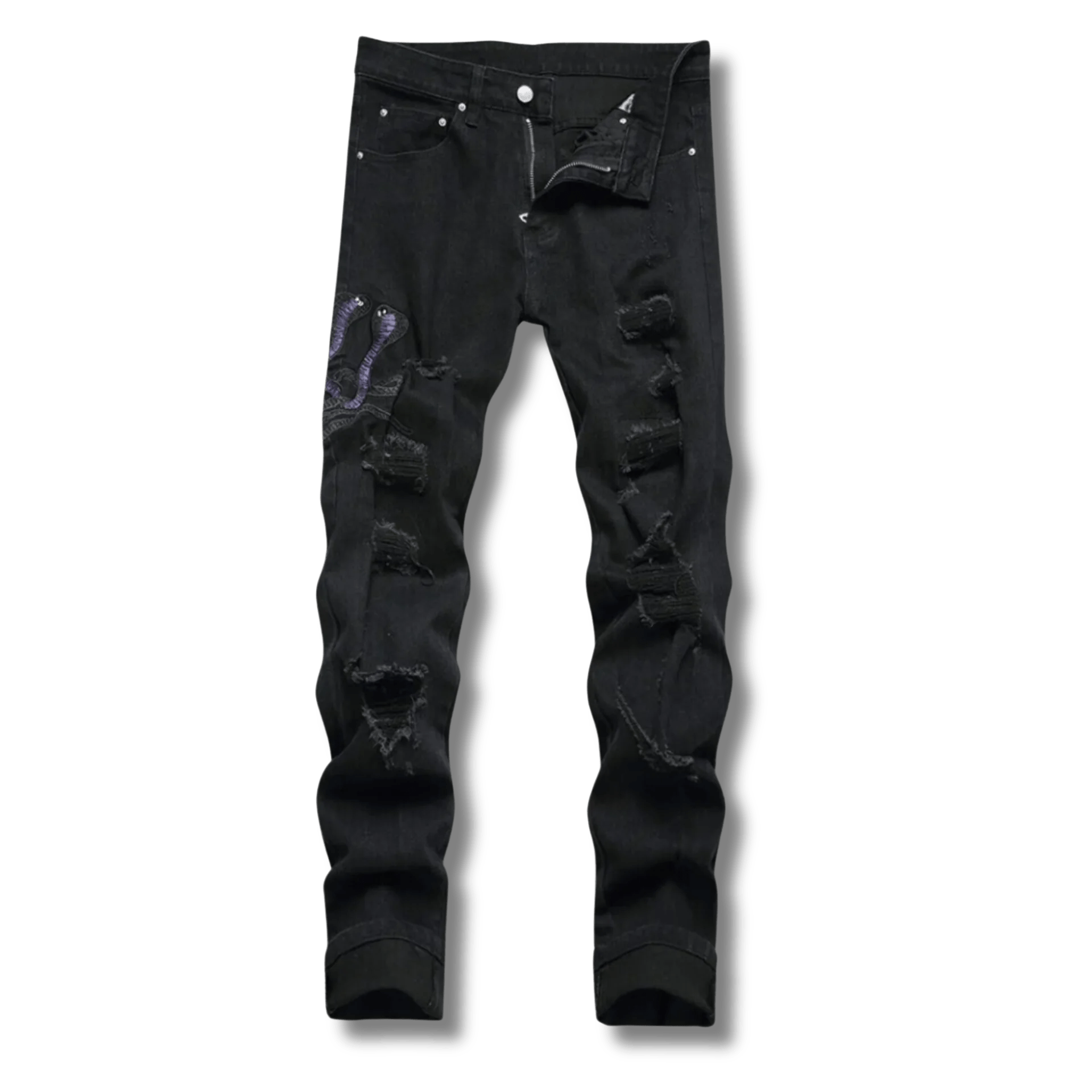 Black Python Jeans - Bee Drop