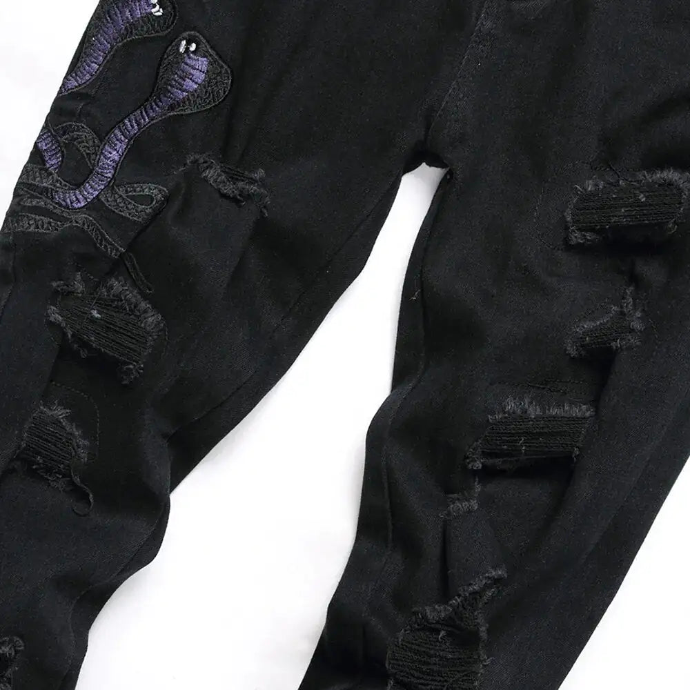 Black Python Jeans - Bee Drop